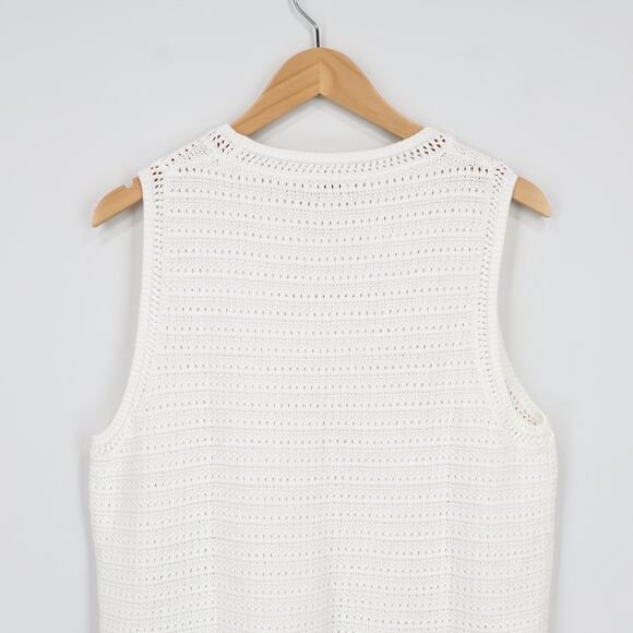 J.Crew Factory Crochet Sweater Tank Ivory Size XL NWOT - Picture 6 of 7